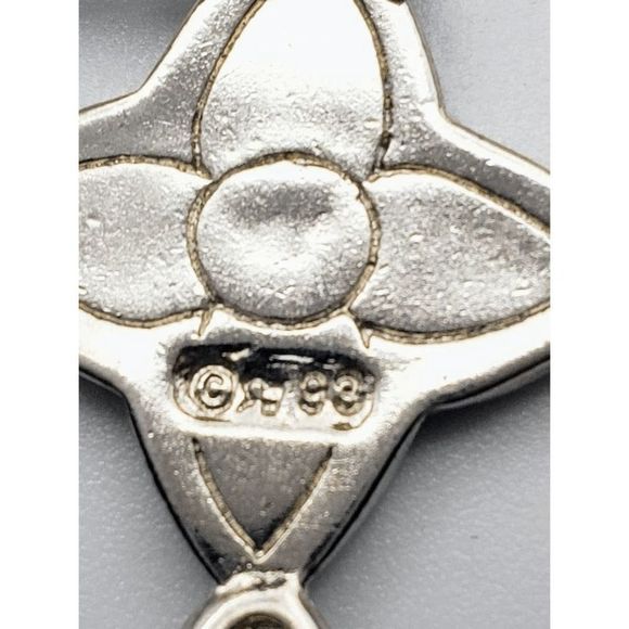 Silver-tone and Turquoise Green/Red Star w/Feathers Earrings - 3" inches - Picture 4 of 4